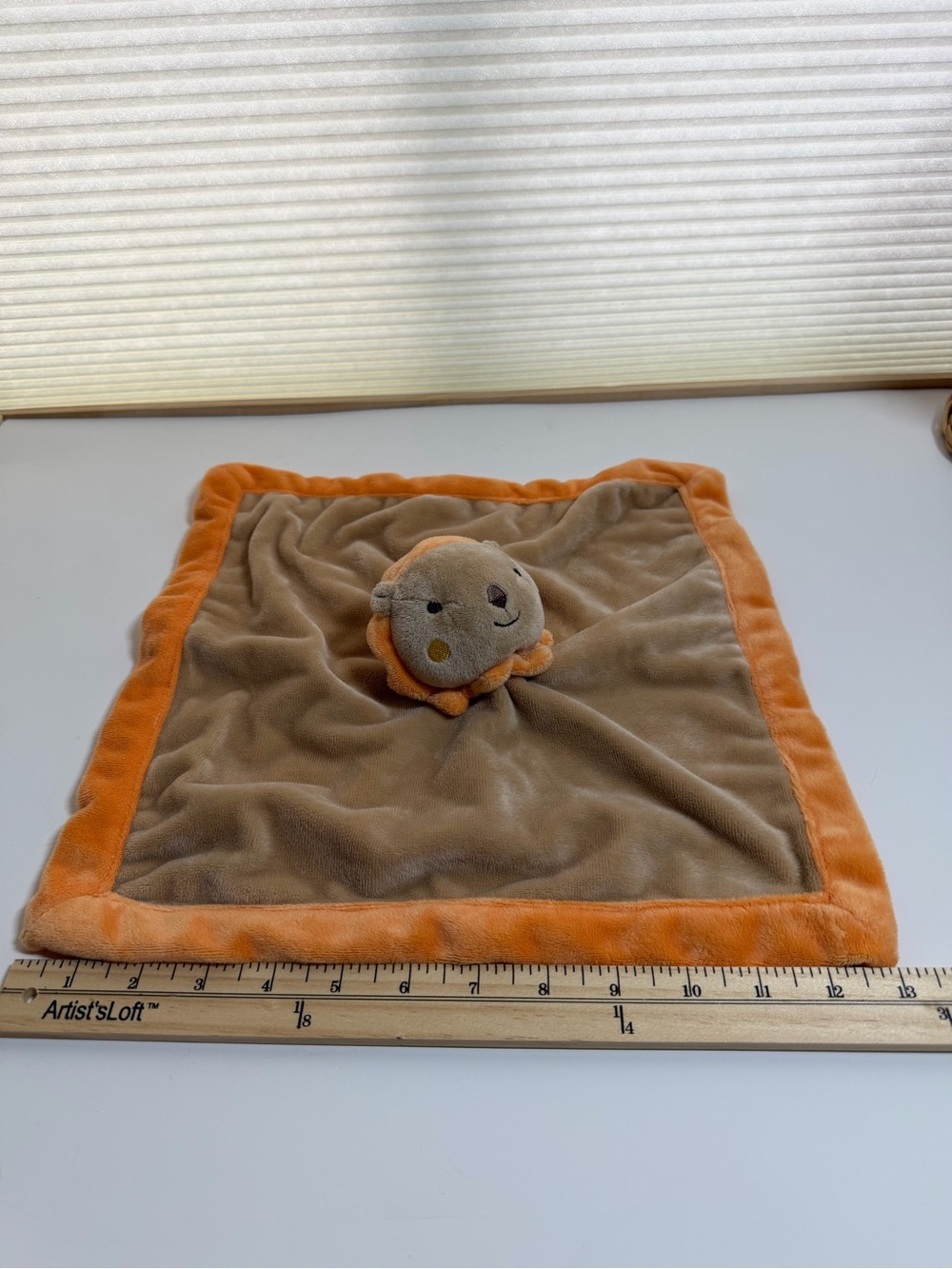 Tiddliwinks Lion head Orange Plush Security Blanket. Lovey